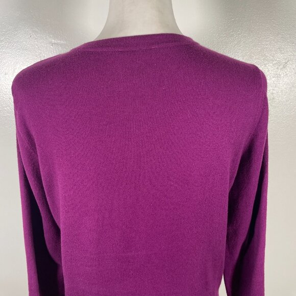 LOFT Cardigan Sweater Women Medium Purple Knitted Plum Long Sleeve Button Front - Picture 10 of 15